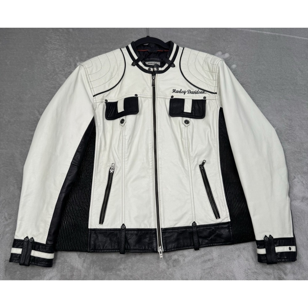 Harley Davidson Amelia Jacket Womens 3W White Leather Motorcycle Riding Biker 3X